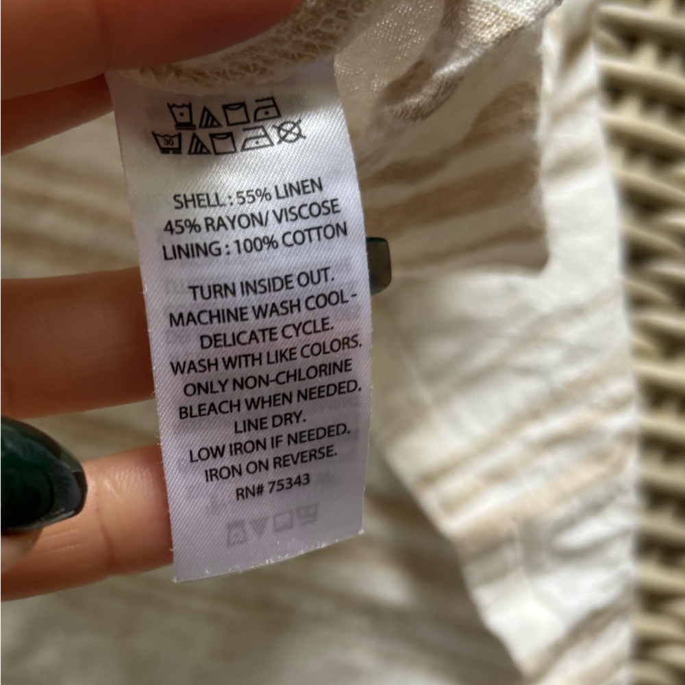 Calypso‎ St Barth Linen Blend Beaded Maxi Dress 12 boho coastal resort vacation - Picture 16 of 16